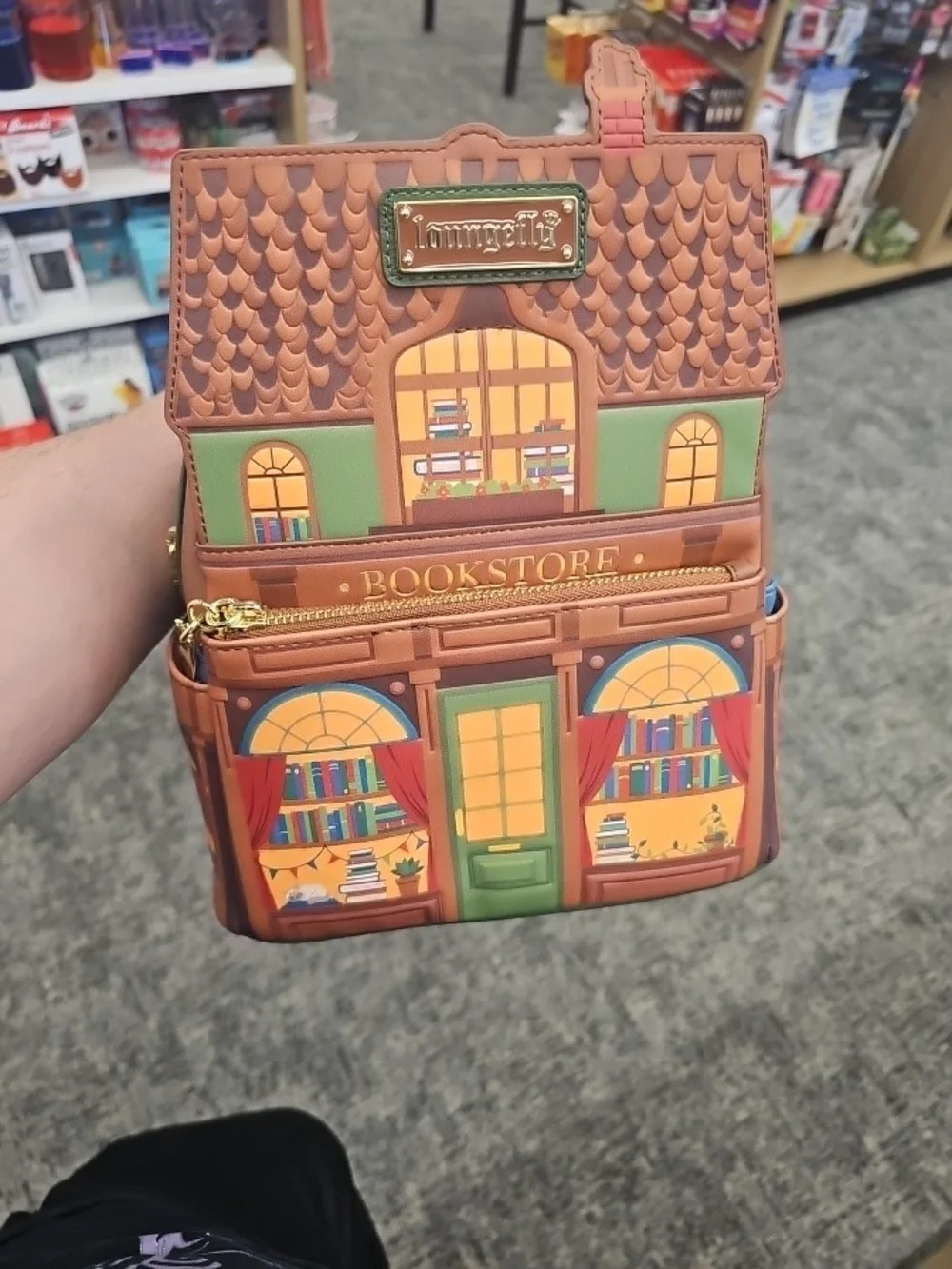 Loungefly Brown & Green Bookstore House Crossbody Bag